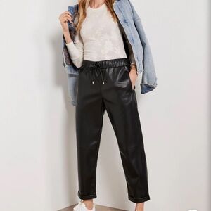 Evereve Black Faux Leather Cropped Pants